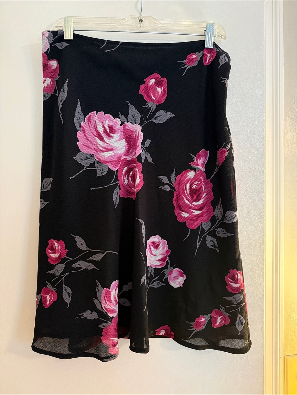 Nine West Black A-Line Skirt with Pink Floral Print